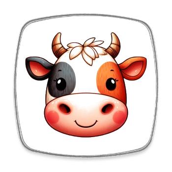Vache - Magnet carré - blanc - Devant