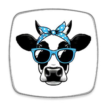 Cow with Sunglasses - Square fridge magnet - white - Front