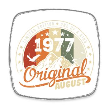 August 1977 Geburtstagsgeschenk August 1977 Retro 1977 - Viereckiger Kühlschrankmagnet - Weiß - Vorne