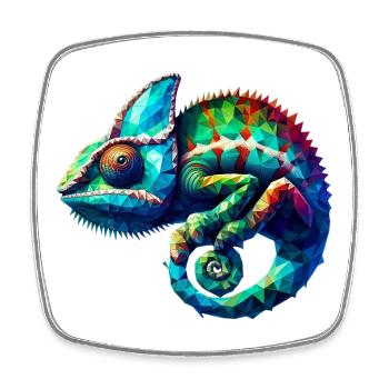 Caméléon polygonal - Magnet carré - blanc - Devant