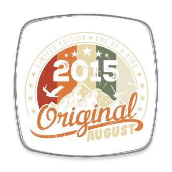 Août 2015 Cadeau Anniversaire Août 2015 Rétro 2015 - Magnet carré - blanc - Devant