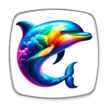Dolphin - Square fridge magnet - white - Front