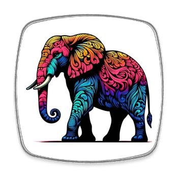 Elephant - Square fridge magnet - white - Front