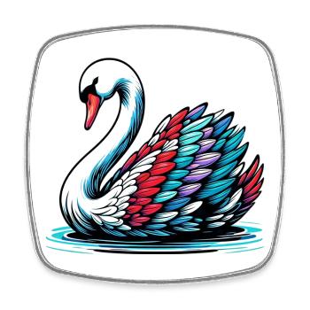 Schwan - Viereckiger Kühlschrankmagnet - Weiß - Vorne