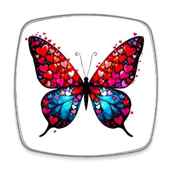 Butterfly with Hearts - Square fridge magnet - white - Front