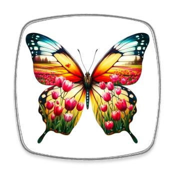 Schmetterling Tulpen Tulpe Holland - Viereckiger Kühlschrankmagnet - Weiß - Vorne