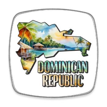 Watercolor Map Dominican Republic - Square fridge magnet - white - Front