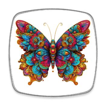 Papillon - Magnet carré - blanc - Devant