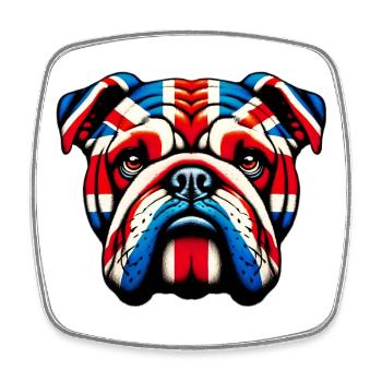 English Bulldog Dog - Square fridge magnet - white - Front
