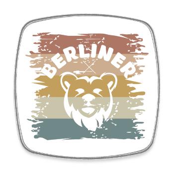 Retro Berlin Bär Comic Cartoon vintage Symbol Logo - Viereckiger Kühlschrankmagnet - Weiß - Vorne