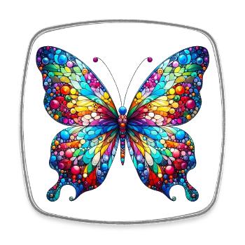 Schmetterling - Viereckiger Kühlschrankmagnet - Weiß - Vorne