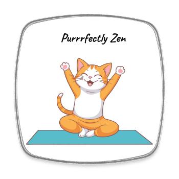 Purrrfectly Zen – Yoga-Katze - Viereckiger Kühlschrankmagnet - Weiß - Vorne