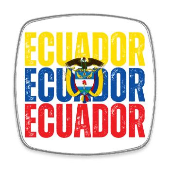 Flagge von Ecuador, ecuadorianischer Stolz - Viereckiger Kühlschrankmagnet - Weiß - Vorne