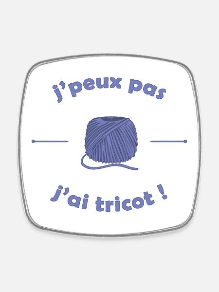 I can't I knit - Square fridge magnet - white