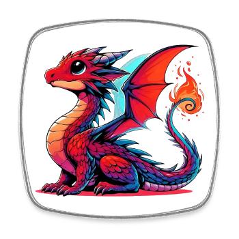 Drache - Viereckiger Kühlschrankmagnet - Weiß - Vorne