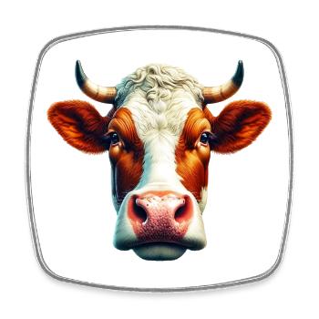 Vache - Magnet carré - blanc - Devant