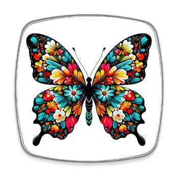 Papillon - Magnet carré - blanc - Devant