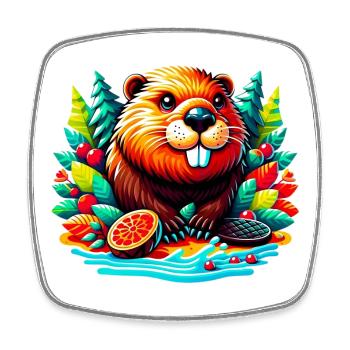 Beaver - Square fridge magnet - white - Front
