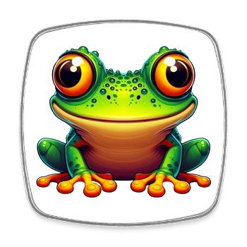 Frosch - Viereckiger Kühlschrankmagnet - Weiß - Vorne