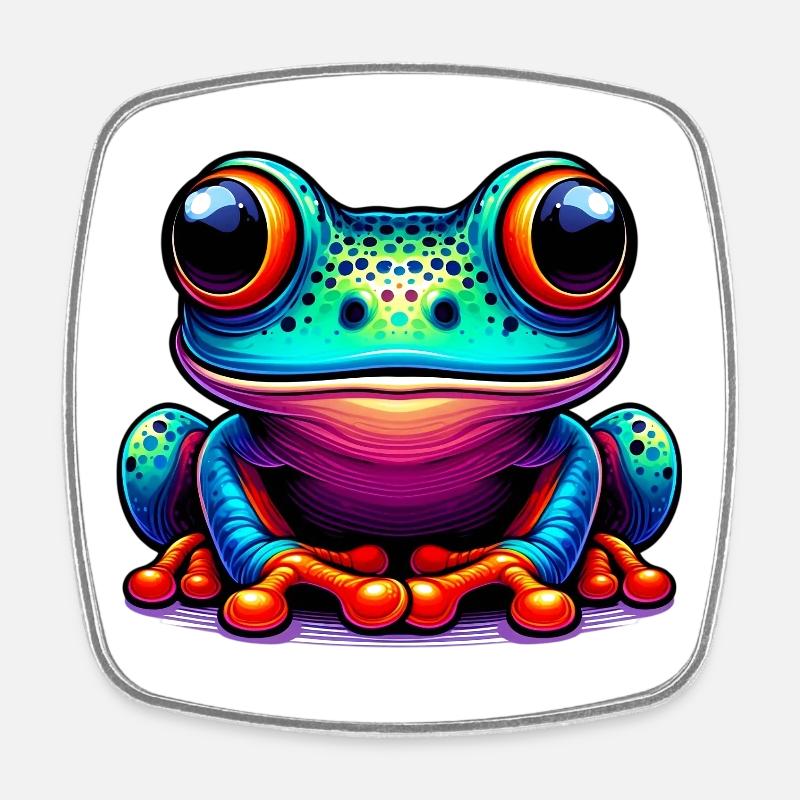 Frosch - Viereckiger Kühlschrankmagnet - Weiß