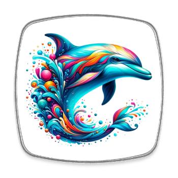 Delfin - Viereckiger Kühlschrankmagnet - Weiß - Vorne