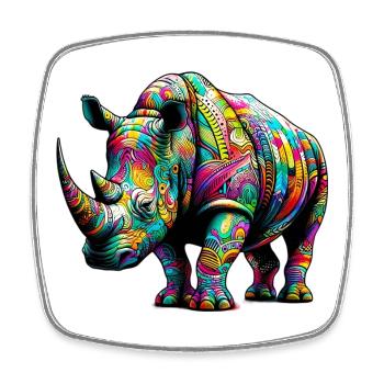Rhinoceros - Square fridge magnet - white - Front