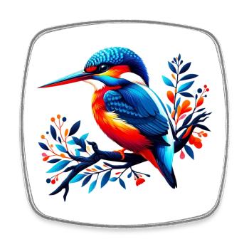 Martin-pêcheur - Magnet carré - blanc - Devant
