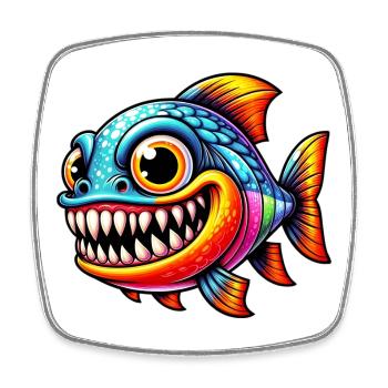Piranha - Square fridge magnet - white - Front
