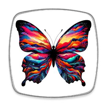 Papillon - Magnet carré - blanc - Devant