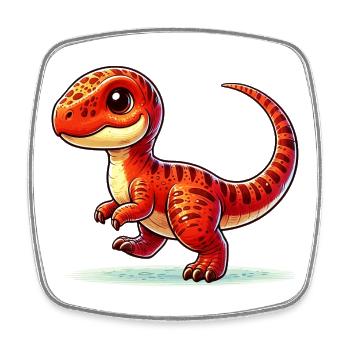 Dinosaurier - Viereckiger Kühlschrankmagnet - Weiß - Vorne