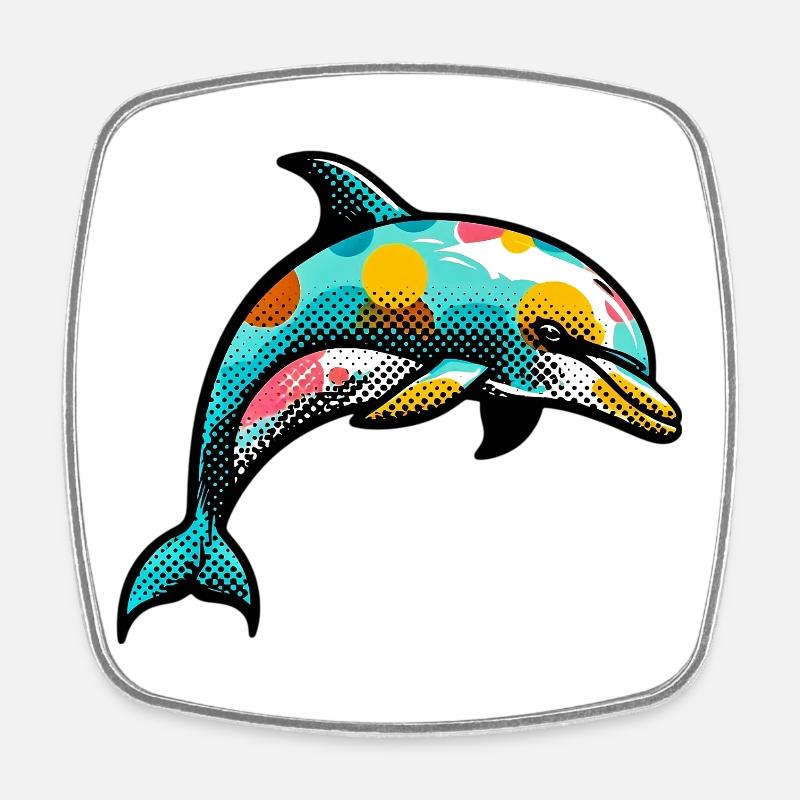 Delfin - Viereckiger Kühlschrankmagnet - Weiß
