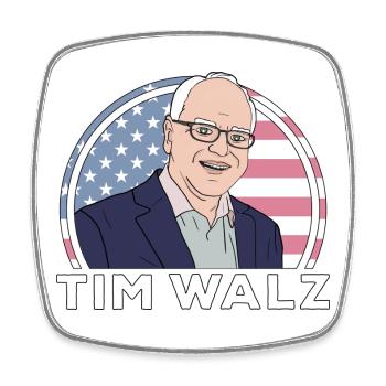 Politik Tim Walz - Viereckiger Kühlschrankmagnet - Weiß - Vorne