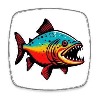 Piranha - Square fridge magnet - white - Front