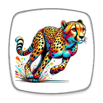 Guépard - Magnet carré - blanc - Devant