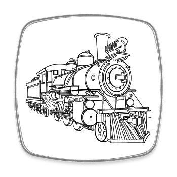 Eisenbahn Linienskizze - Viereckiger Kühlschrankmagnet - Weiß - Vorne