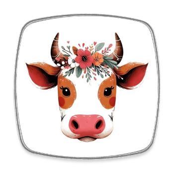 Vache - Magnet carré - blanc - Devant