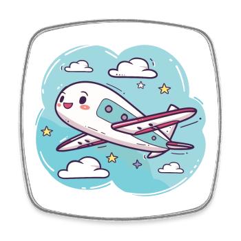 Flugzeug Comic Look - Viereckiger Kühlschrankmagnet - Weiß - Vorne