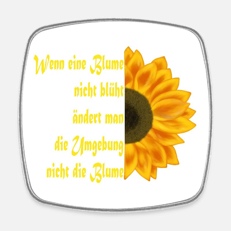 Sunflower meets text art - Square fridge magnet - white