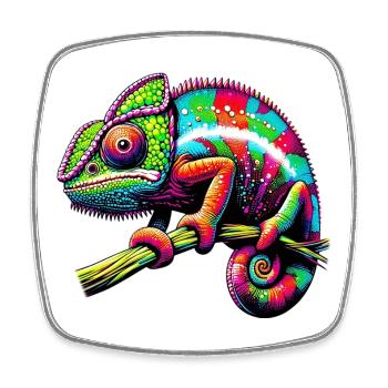 Chameleon - Square fridge magnet - white - Front