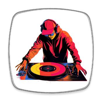 Diskjockey Retrowave - Viereckiger Kühlschrankmagnet - Weiß - Vorne