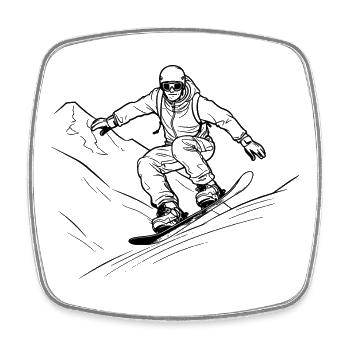 Snowboarder Line Art - Viereckiger Kühlschrankmagnet - Weiß - Vorne