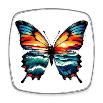 Schmetterling - Viereckiger Kühlschrankmagnet - Weiß - Vorne