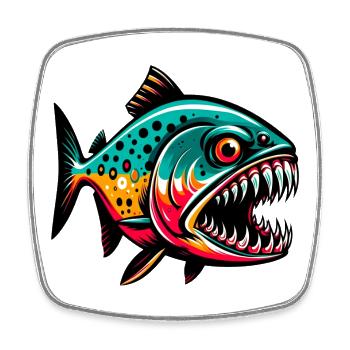 Piranha - Square fridge magnet - white - Front