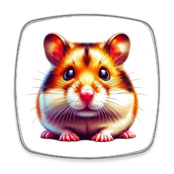 Hamster - Viereckiger Kühlschrankmagnet - Weiß - Vorne