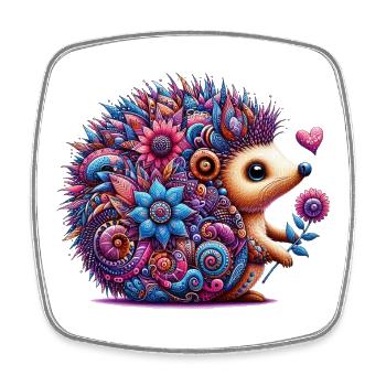 Igel - Viereckiger Kühlschrankmagnet - Weiß - Vorne