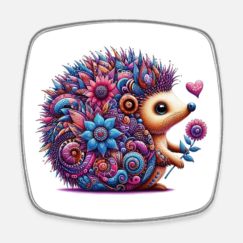 Igel - Viereckiger Kühlschrankmagnet - Weiß