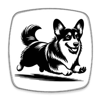 Welsh Corgi - Viereckiger Kühlschrankmagnet - Weiß - Vorne