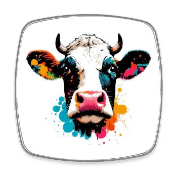 Vache - Magnet carré - blanc - Devant