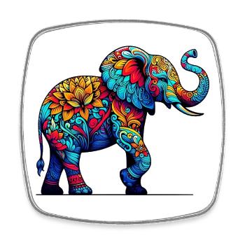 Elefant - Viereckiger Kühlschrankmagnet - Weiß - Vorne