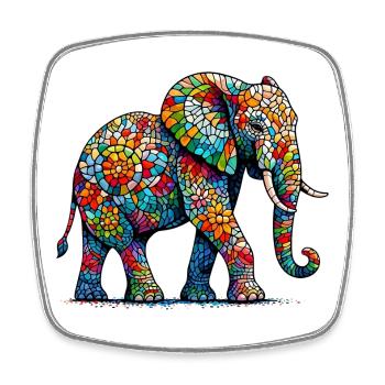 Éléphant - Magnet carré - blanc - Devant